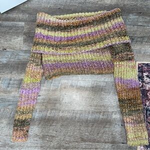 Multicolor Off-Shoulder Knit Sweater